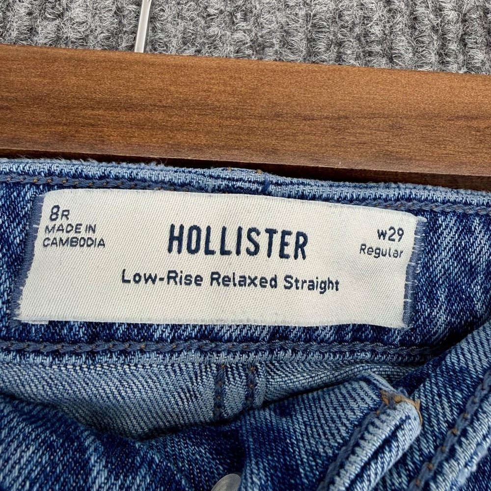 Hollister Jeans Womens 2R W26 Blue Low Rise Baggy Distressed Ripped Denim Knee - Picture 3 of 11